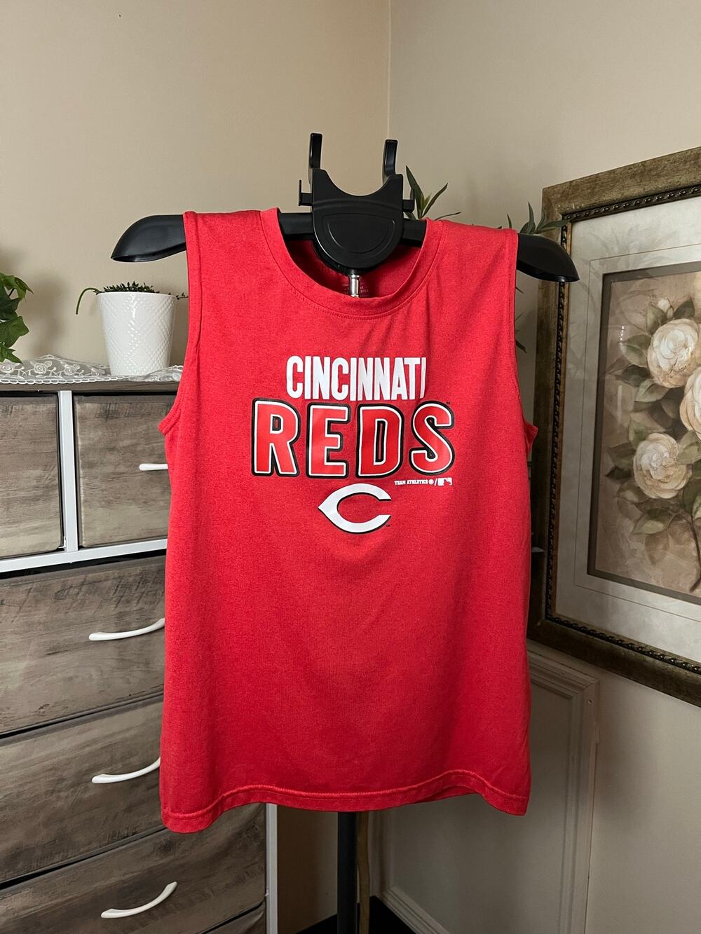 Cincinnati Reds Youth XL 14/16 Sleeveless MLB Athletic Shirt Red